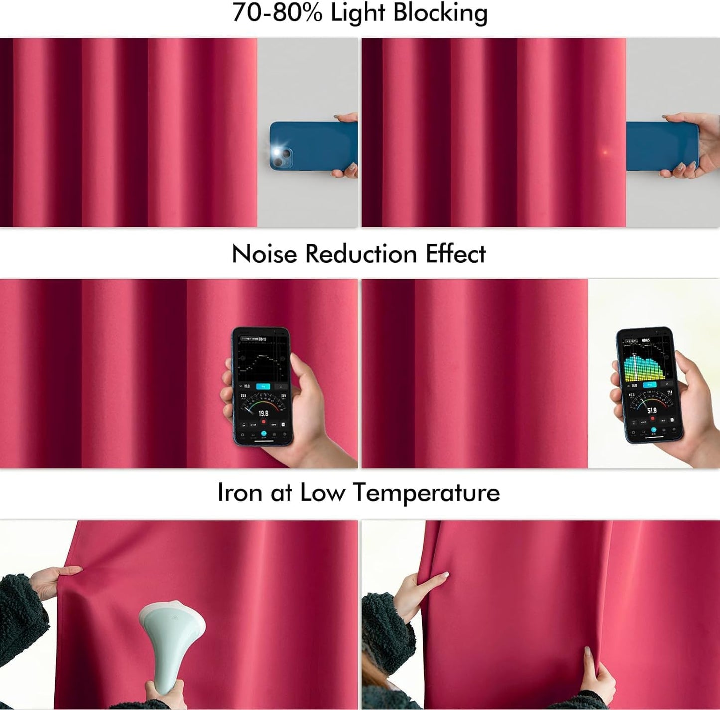 MIULEE Hot Pink Back Tab Blackout Curtains 84 Inch Length 2 Panels Set for Living Room Bedroom Privacy, Rod Pocket/Pinch Pleat Thermal Insulated Room Darkening Pleated Light Blocking Drapes