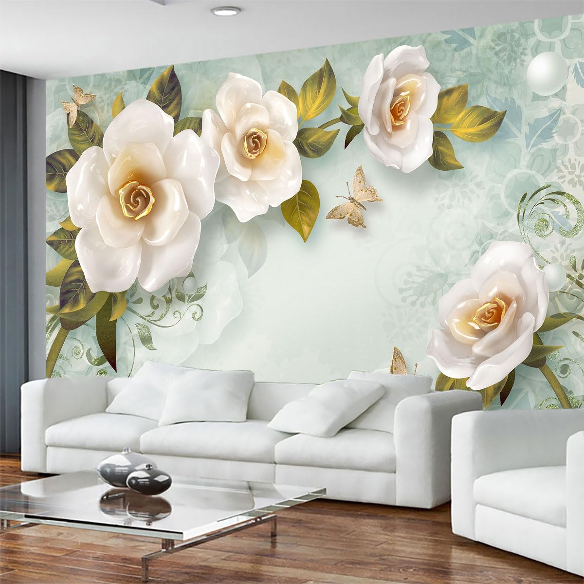 Modern Simple and Stylish Floral Wallpaper, Chinese Style Wall murals, Large Wall Background Decoration(Non-self-Adhesive)