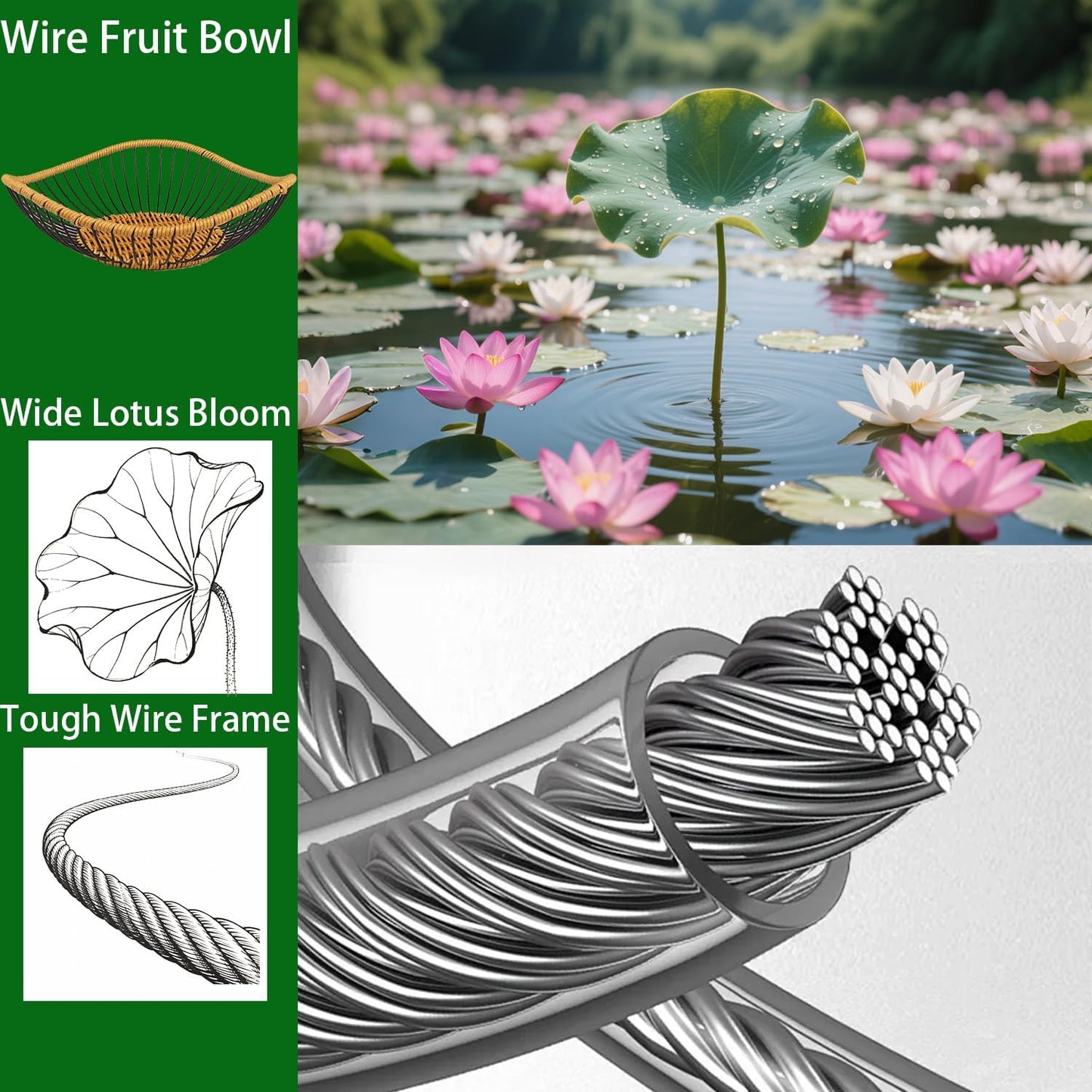 Vine Woven Iron Fruit Bowl, Metal Wire Fruit Basket, Vegetable Drain Basket, Storage Baskets for kitchen counter, countertop,Snacks, Candy, Bread,Cosmetics,Table decorative(10 x 2.95 Inches)