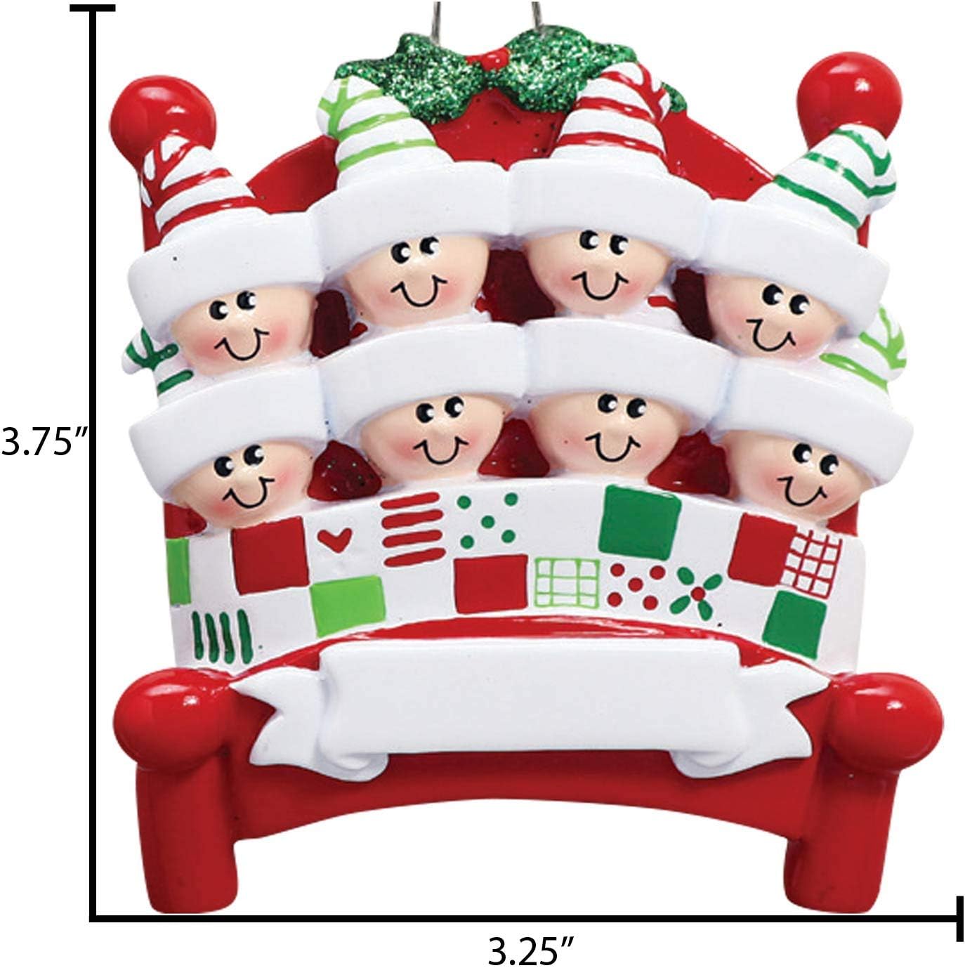 Bedtime Family of 8 Ornament 2025 Personalized Family Christmas Ornaments 2025 | Tucked Together Holiday Keepsake Personalized Tree Ornaments for Grandchildren Siblings & Grandkids of Eight Ornament