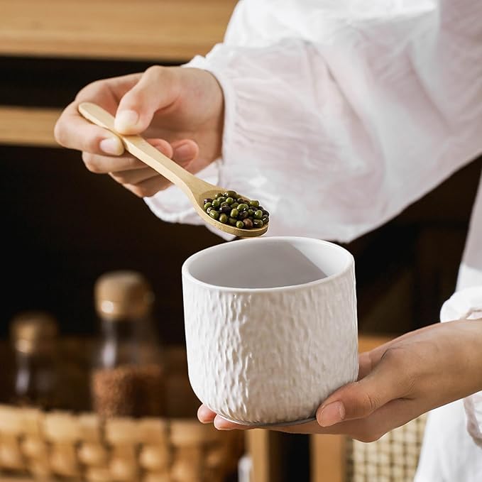 Kitchen Canisters for Countertop, Ceramic Coffee Canisters with Airtight Lids Food Storage Jars Sugar Container for Kitchen Counter Tea, Coffee Beans, Spice (#001White-44oz/1300ml)