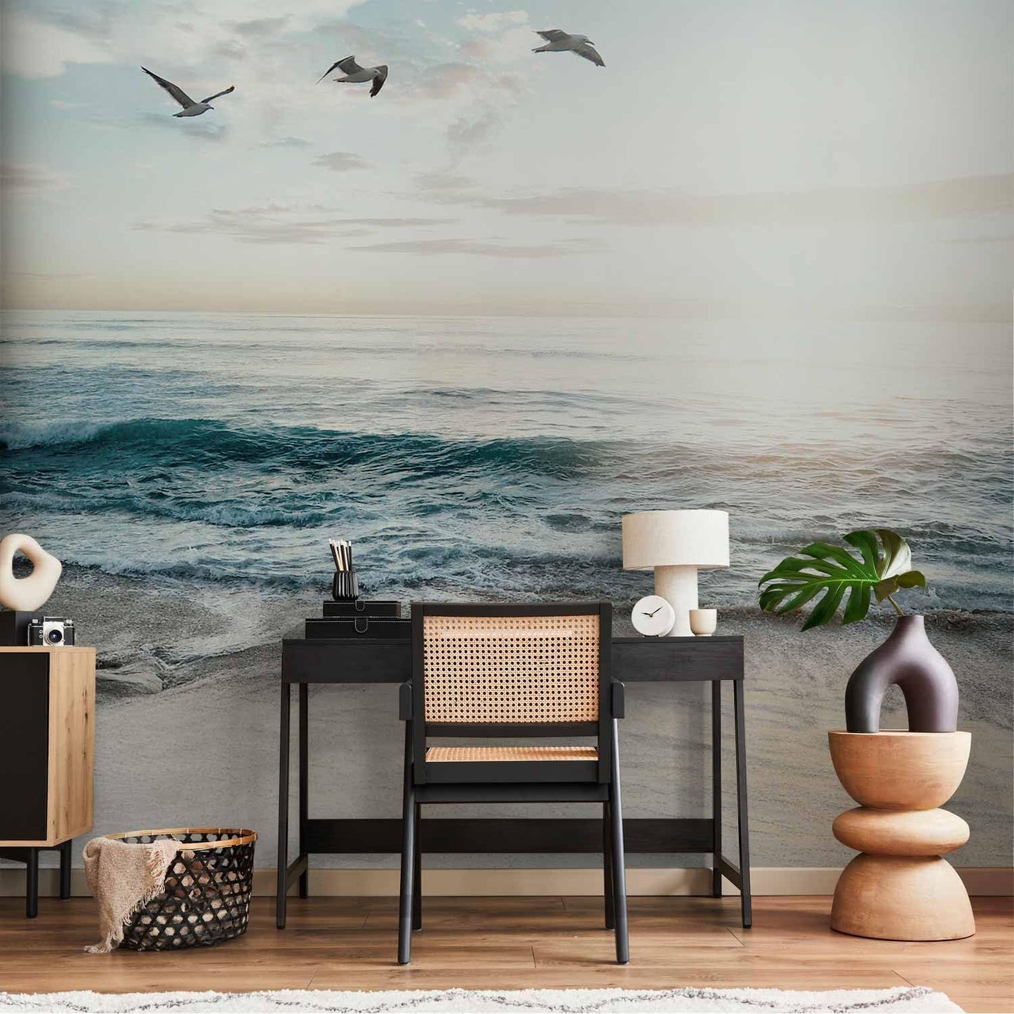 artgeist Premium Wall Mural Nature 216x98 in - Non-Woven Photo Wallpaper Art Print Fleece Wall Mural Decoration Beach Sand Blue Sea View b-B-10023-a-b