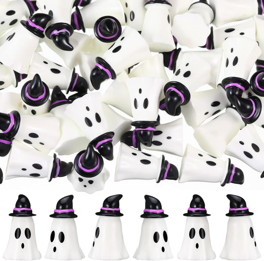 50 Pcs Mini Halloween Miniatures Figurines Resin Tiny Resin Figures Ornaments for Halloween Party Outdoor Home Garden Decoration (Witch Hat)