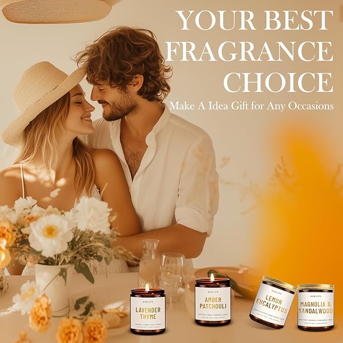 Scented Candles for Home - Amber Patchouli Candle | Aromatherapy Candle Gift for Women & Men, Soy Candles for Home Scented - 7oz, Soy Wax, Patchouli Scent Home Fragrance