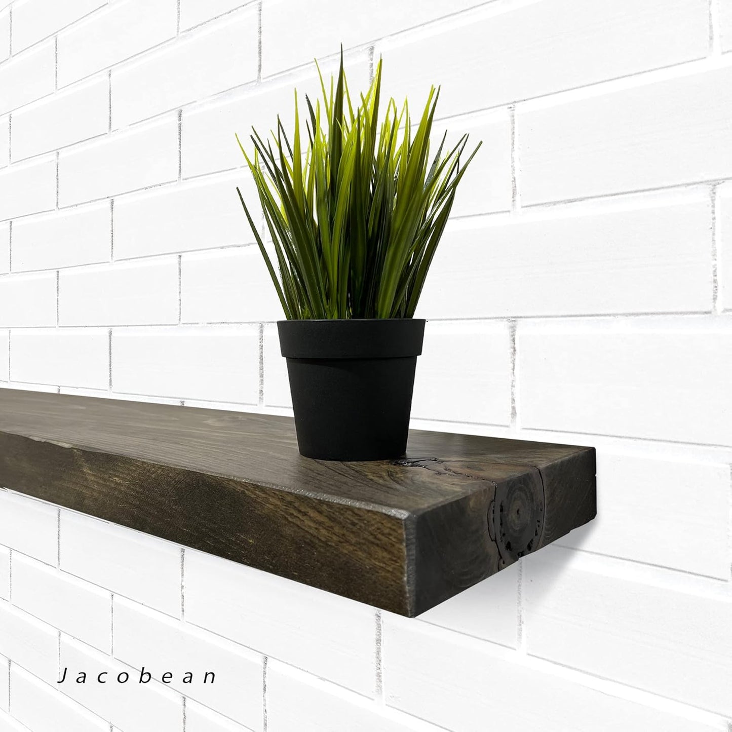 URBANDI, Rustic Floating Shelves, Set of 2, Hidden Bracket, Solid Wood, Heavy Duty, Wall Mounted Shelves, (Dark Brown, 12Wx10D)