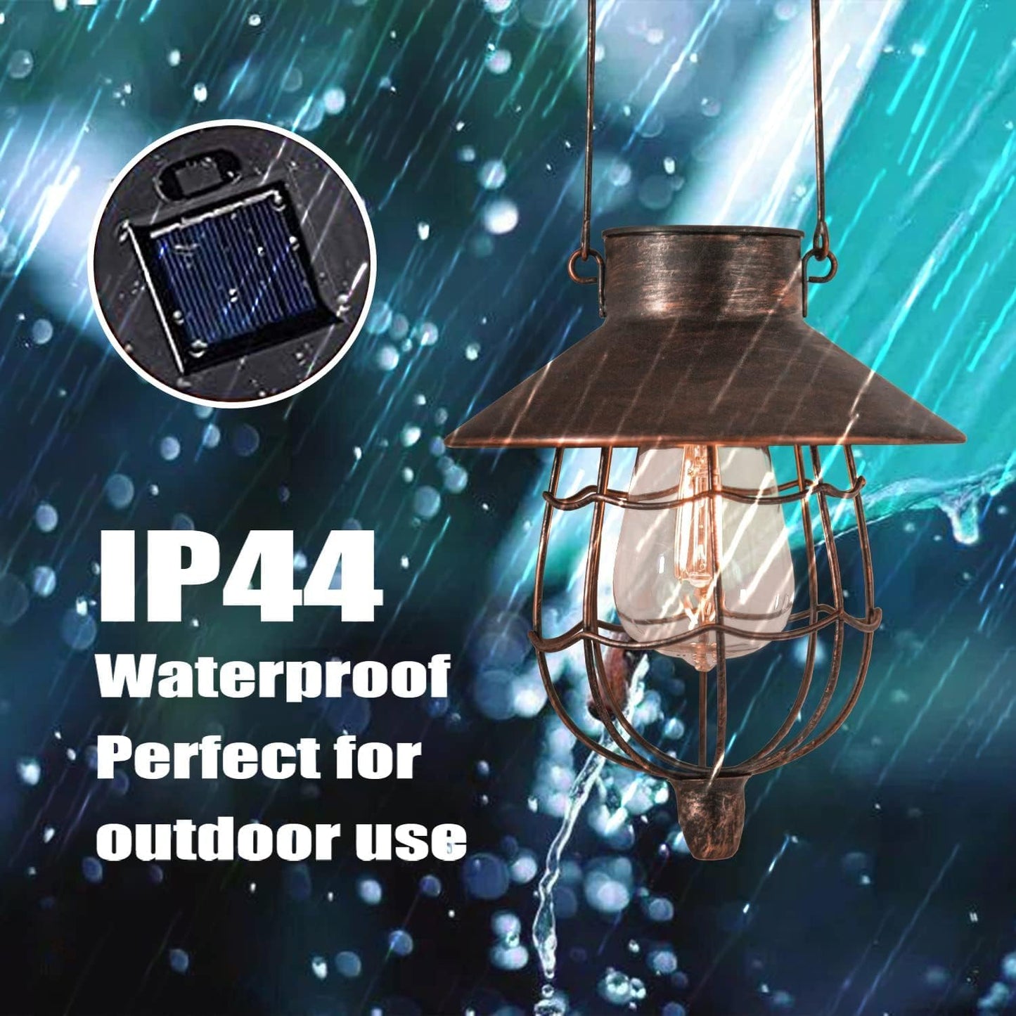 YAKii 2 Pack Solar Lantern Hanging Waterproof Outdoor Metal Solar Lamp with Warm White Light Decorate for Yard Garden Pathway Patio Porch Decor (Antique Copper)