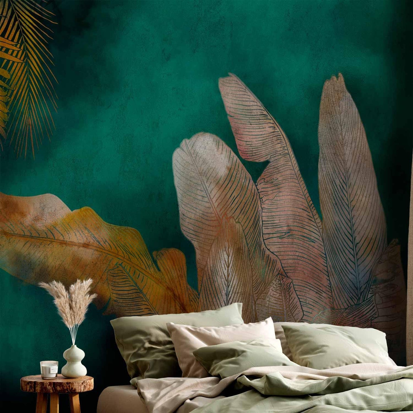 artgeist Wall Mural Jungle 193x138 in - XXL Peel and Stick Self-Adhesive Wallpaper Removable Large Sticker Foil Wall Decor Print Picture Image Design Leaves Green Yellow Nature b-A-0825-a-a