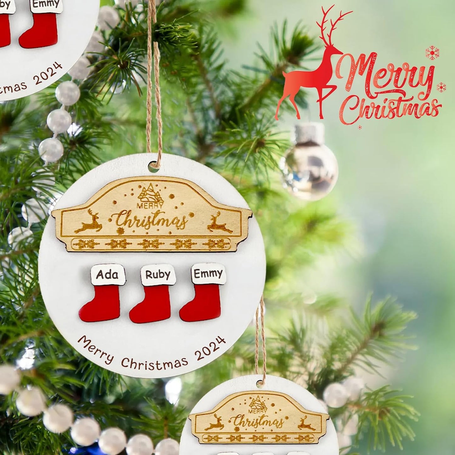 Personalized Christmas Ornaments 2025 with Names,1-7 Names Custom Ornaments for Christmas Tree Personalized Xmas Ornament Gifts for Family