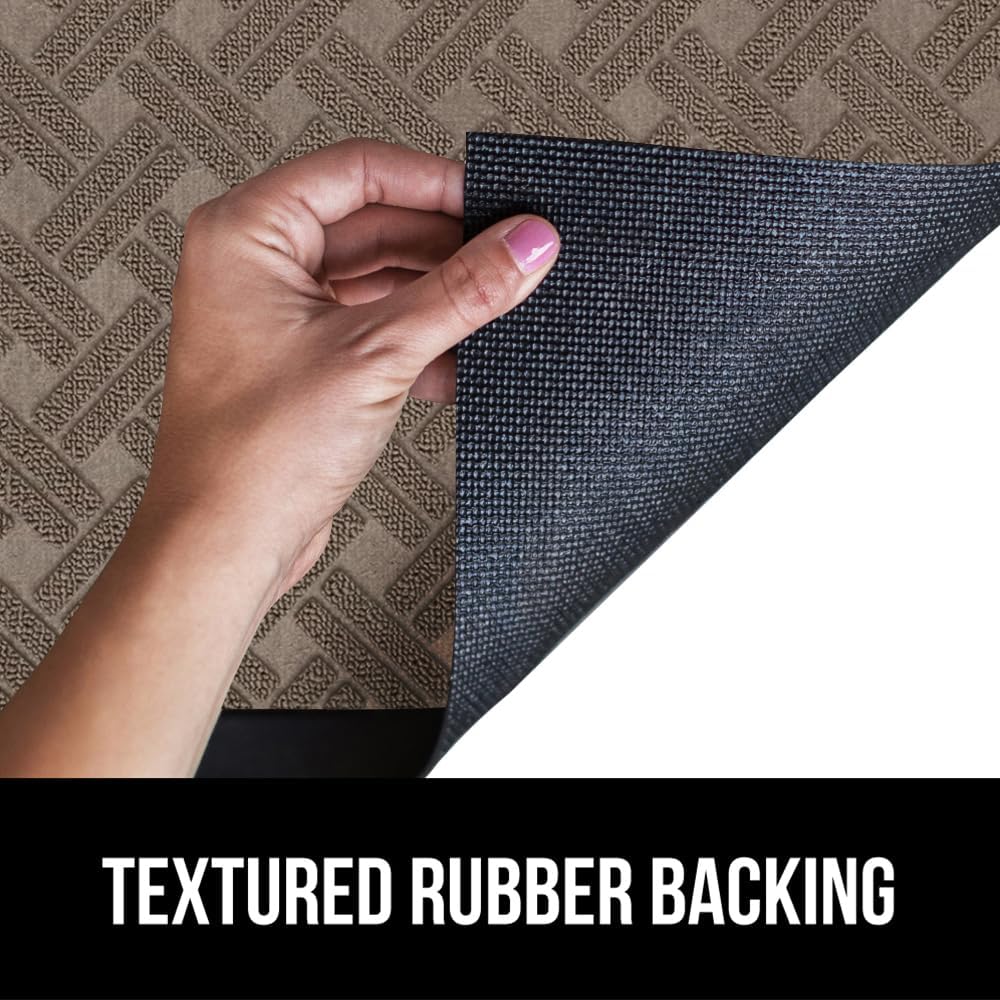 GORILLA GRIP 100% Waterproof All-Season WeatherMax Doormat, 72x24, US Designed Natural Rubber, Stain and Fade Resistant, Low Profile Indoor Outdoor Door Mats, Easy Clean Patio Mat, Taupe Basket Weave