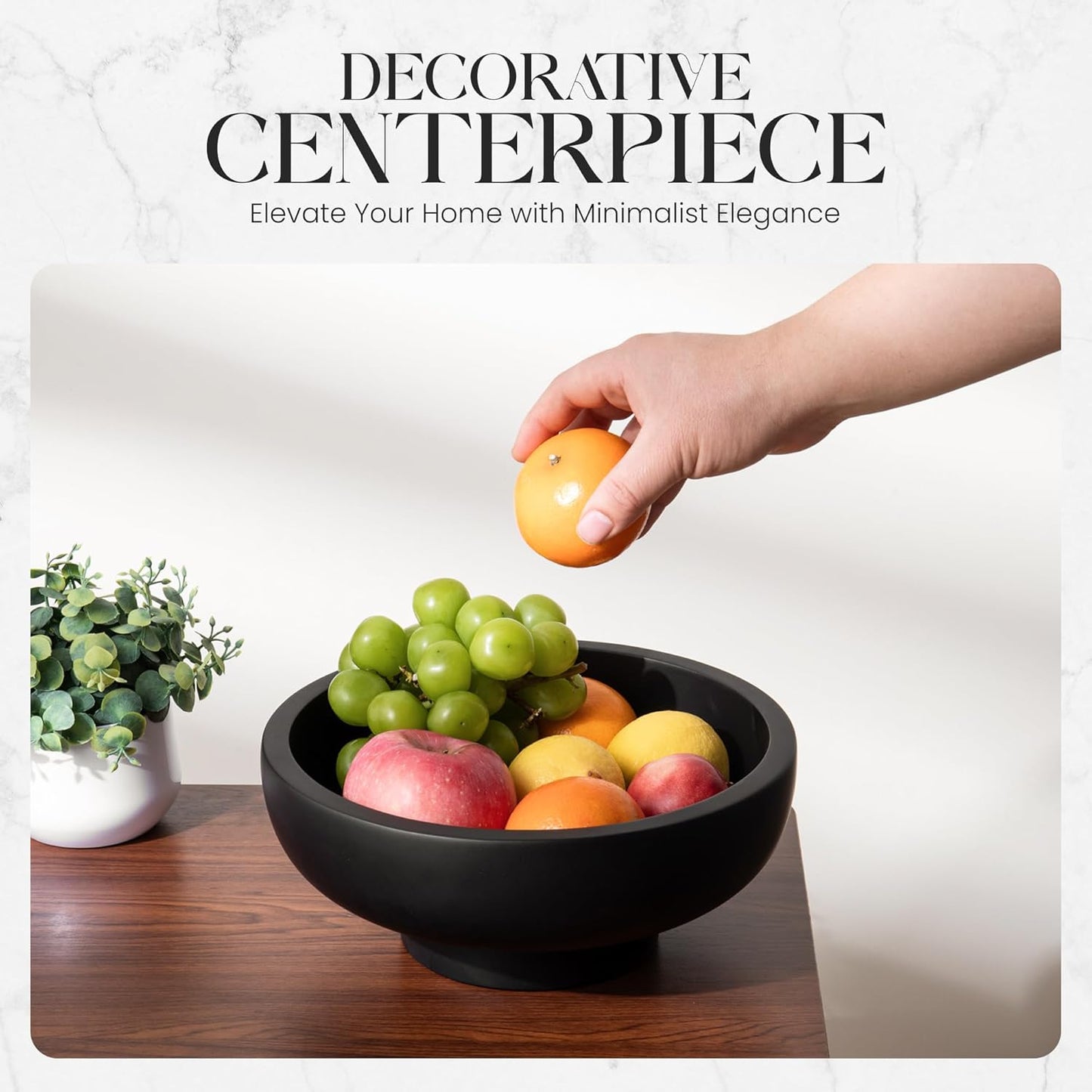 Concrete Fruit Bowl – Large Decorative Pedestal Bowl for Kitchen Counter, Entryway, or Coffee Table – Modern Catch – All Key Bowl – Heavyweight Centerpiece for Home Decor (Concrete)