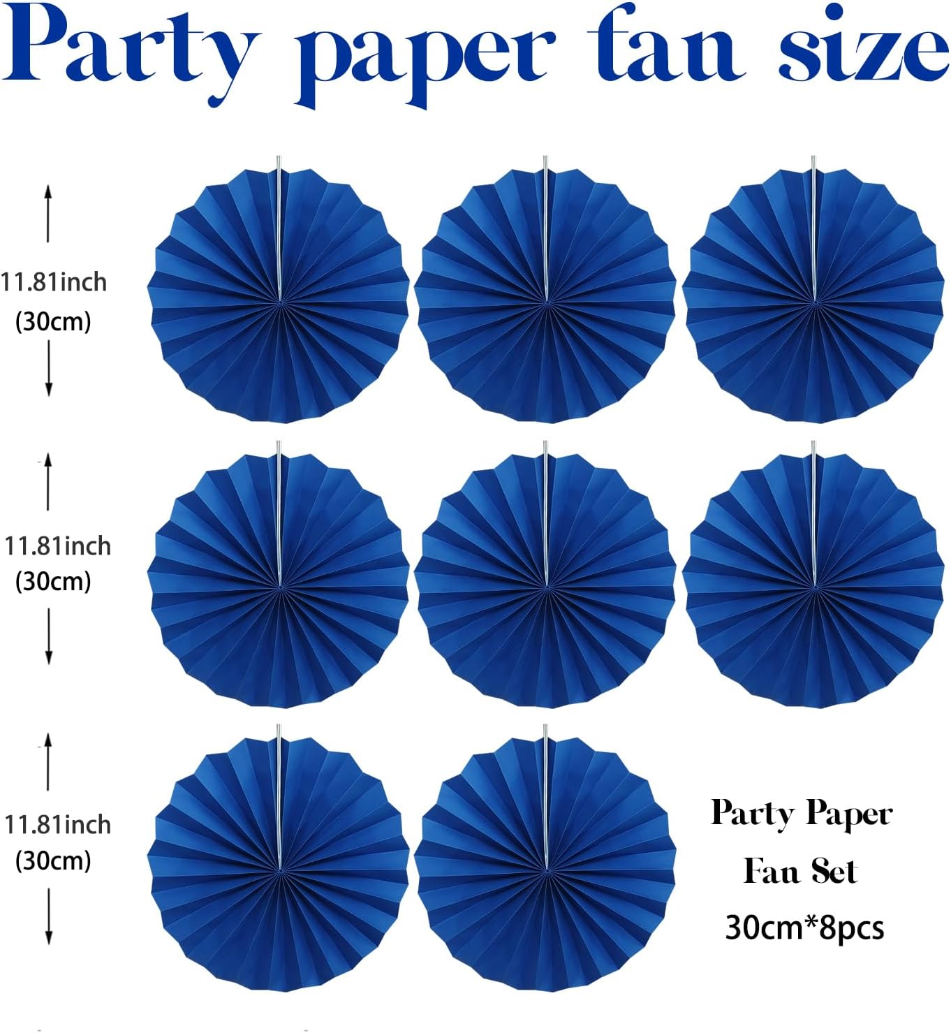 Blue Birthday Decorations,DIY Blue Paper Fans Hanging Decoration ,Party Decorations for Adults 12in, Royal Blue Birthday Decorations,Baby Shower Decorations 30 Color DIY Set (Navy Blue)