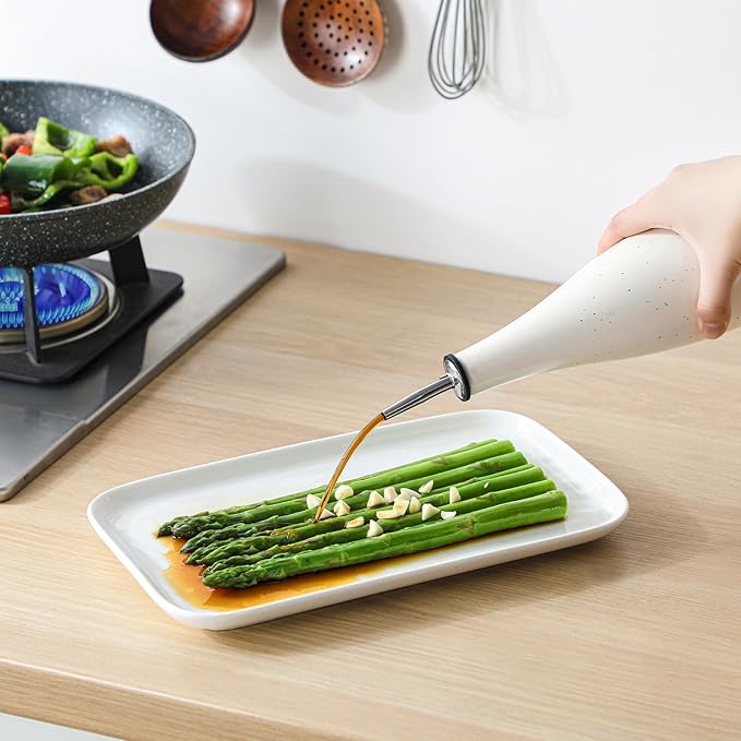 vancasso 16 Oz Ceramic Olive Oil Dispenser Bottle, Bottle Dispenser with Spout and Funnel for Kitchen,Suitable for Oil, Vinegar, Coffee Syrups & Other Liquids，Cream