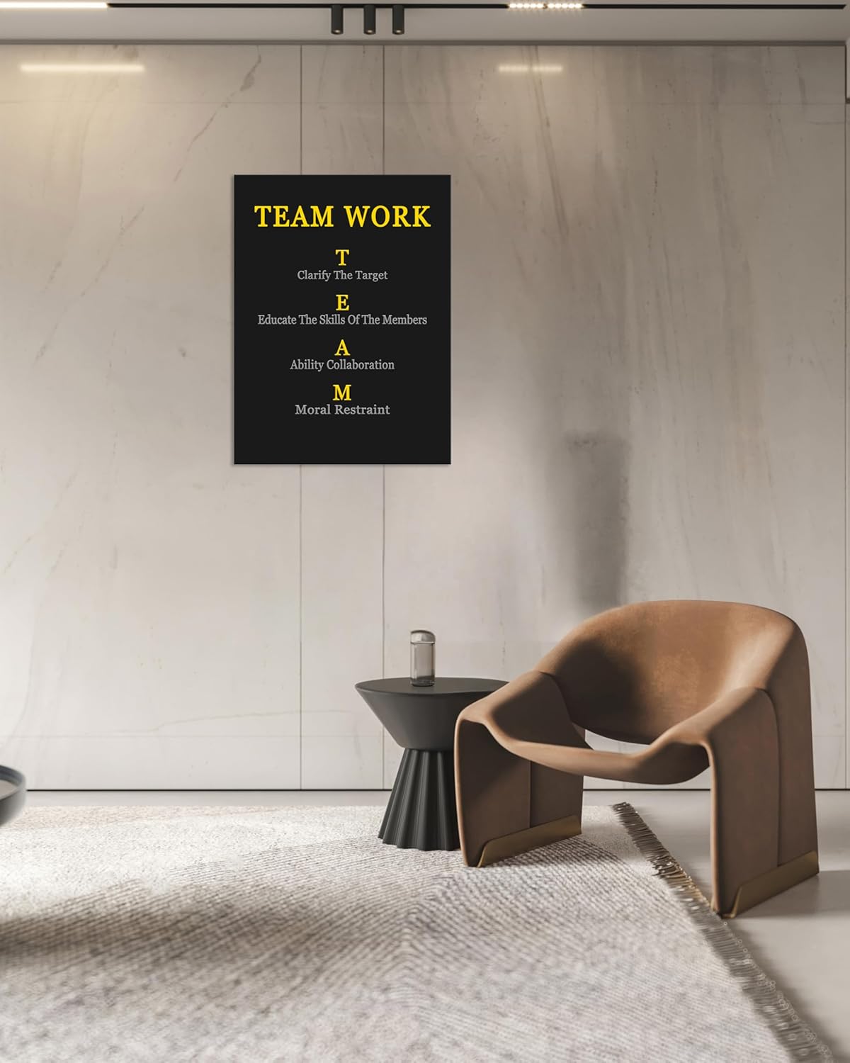 WYJDFART Motivational Wall Art Team Work Enterprise Poster Inspirational Quotes Canvas Poster for Company Office Group Bedroom Living Room Printed Artwork Framed Ready to Hang [30" W X 40" H]