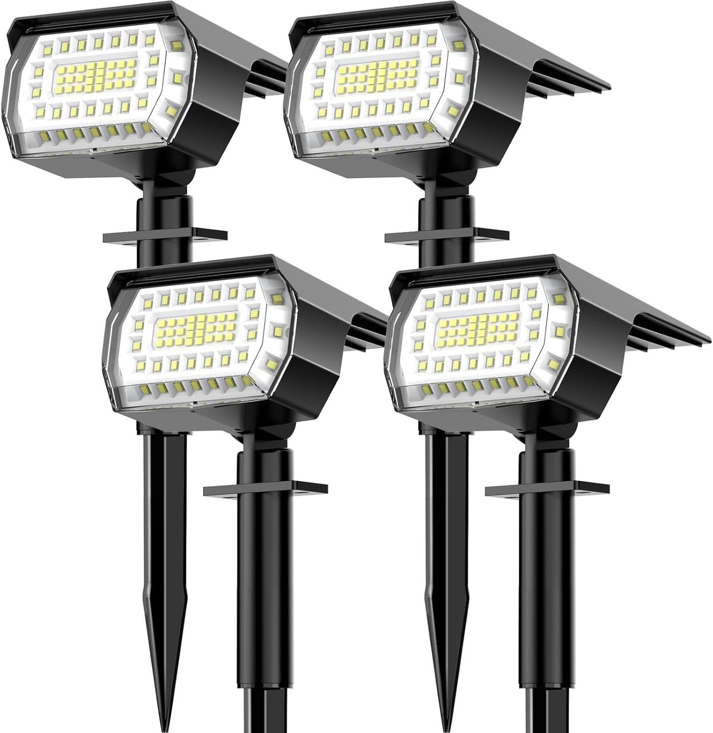 LANSOW Solar Spot Lights Outdoor, [4 Pack/57 LED] 2-in-1 Solar Landscape Spotlights, 3 Modes IP65 Waterproof Dusk to Dawn Solar Powered Flood Wall Lights for Outside Yard Garden Pathway(Cool White)