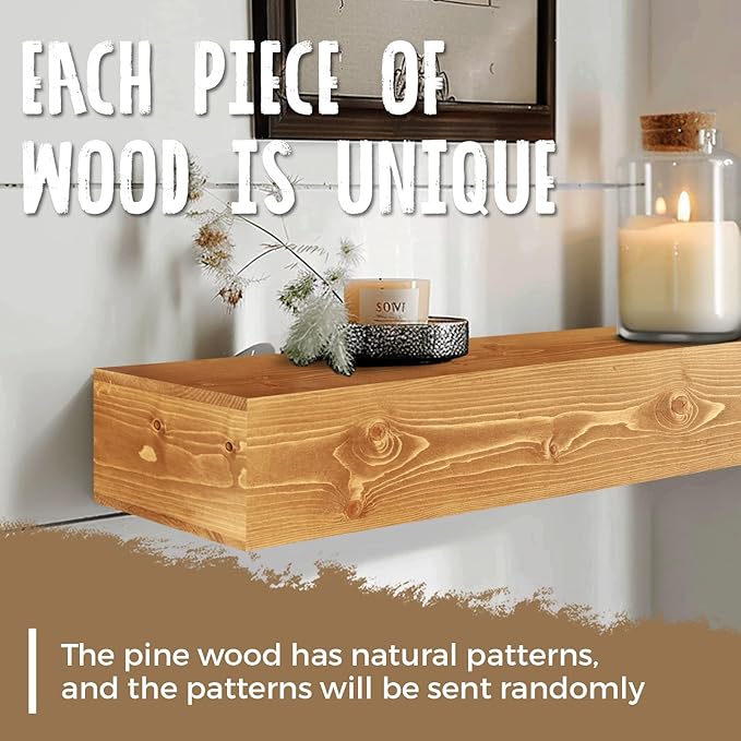 56x8x5 Fireplace Mantel - Handcrafted Rustic Solid Wood Wall Mounted Floating Shelf