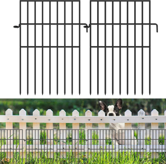 Animal Barrier Fence, 10 Panels No Dig Fences, 17in(H) X 10.8ft(L) Garden Fence Animal Barrier for Rabbits and Dog Under Fencing Barrier, Rustproof Metal Fences Border for Outdoor, Yard, Patio