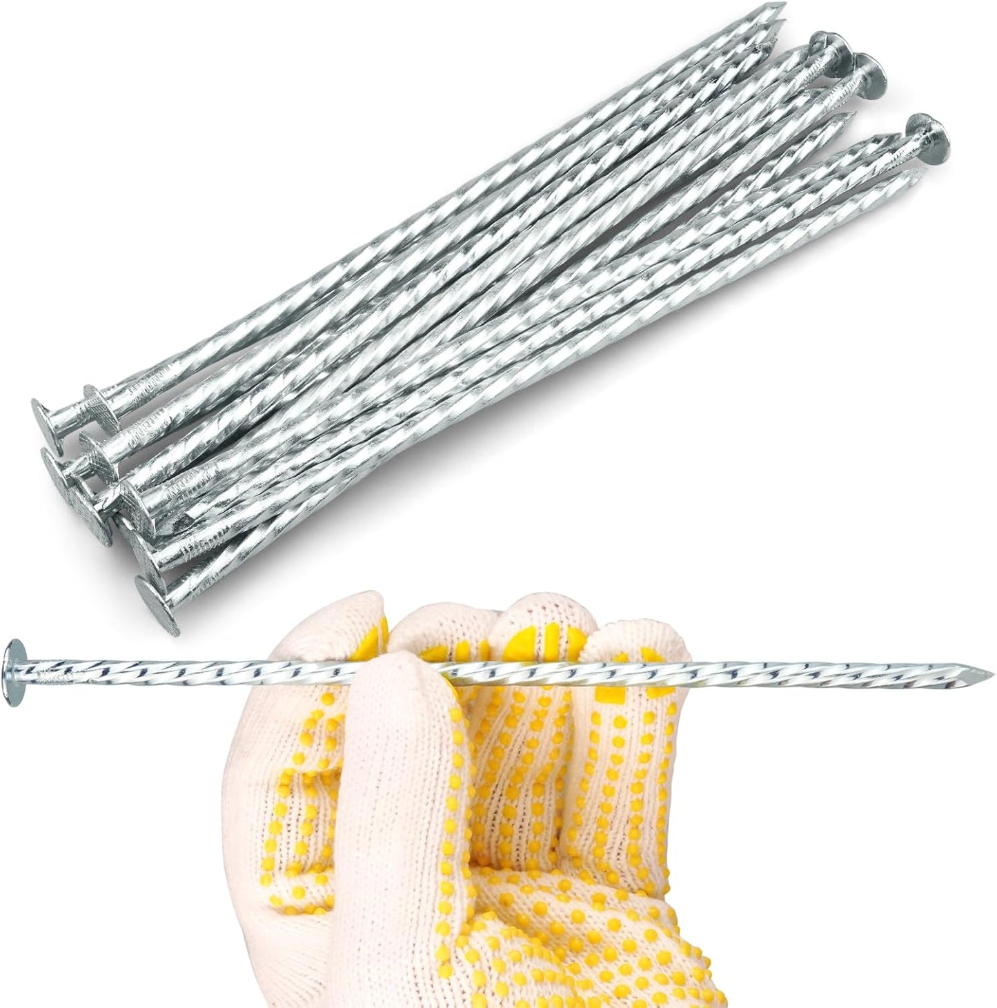 8" Heavy Duty Spiral Landscape Spikes - Solid Galvanized Metal Garden Stakes for Fixing Paver Edging, Weed Barriers, Artificial Turf, Tent and More (200 Pack)