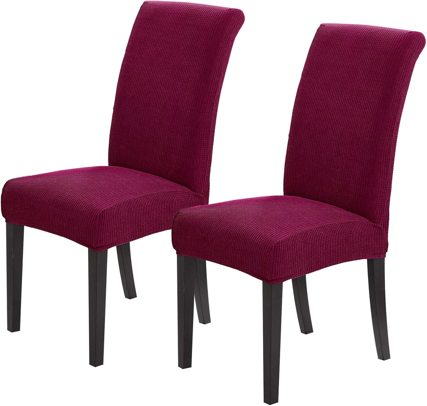 Joccun Chair Covers for Dining Room Set of 2,Dining Chair Slipcovers Stretch Dining Room Chair Covers Seat Protector,Washable Parsons Chair Cover for Home,Hotel(Wine Red,2 Pack)