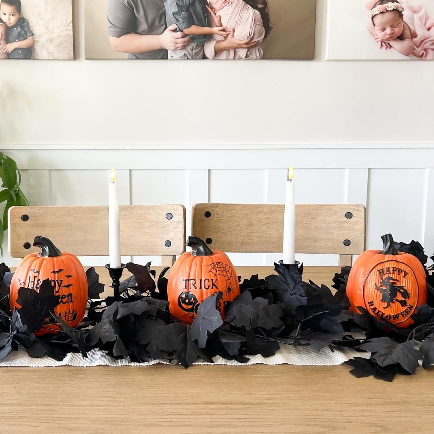 CQURE 9 Pack Black Fall Leaf Garland, Total 53.1Ft Halloween Garland Hanging Vines Artificial Fall Maple Leaves Thanksgiving Decor for Home Wedding Fireplace Christmas