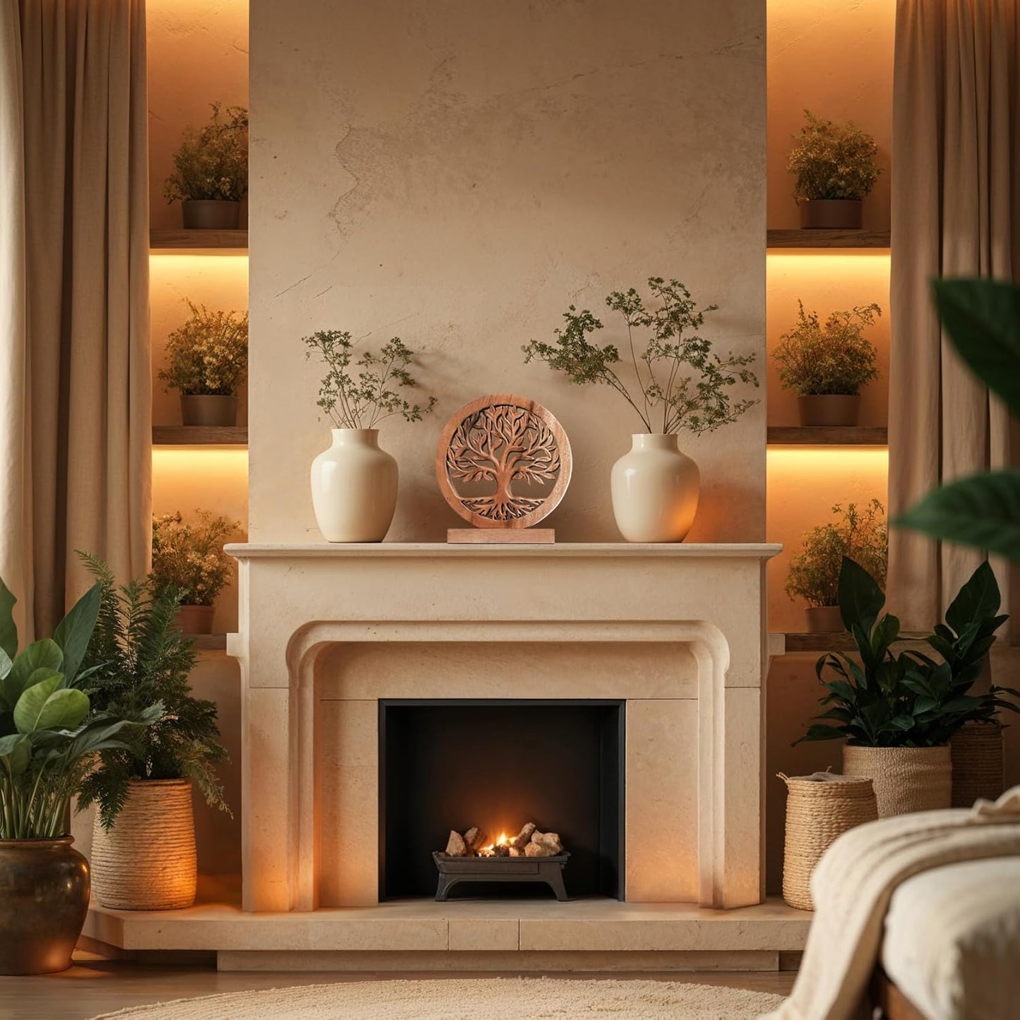 Decozen Solid Wood Tree of Life Sculpture - Home Decor, Living Room, Boho, Shelf, Coffee Table, Centerpiece Table Decorations, Mantle, Dining Table Centerpiece, Bathroom Shelf, Entryway, Farmhouse