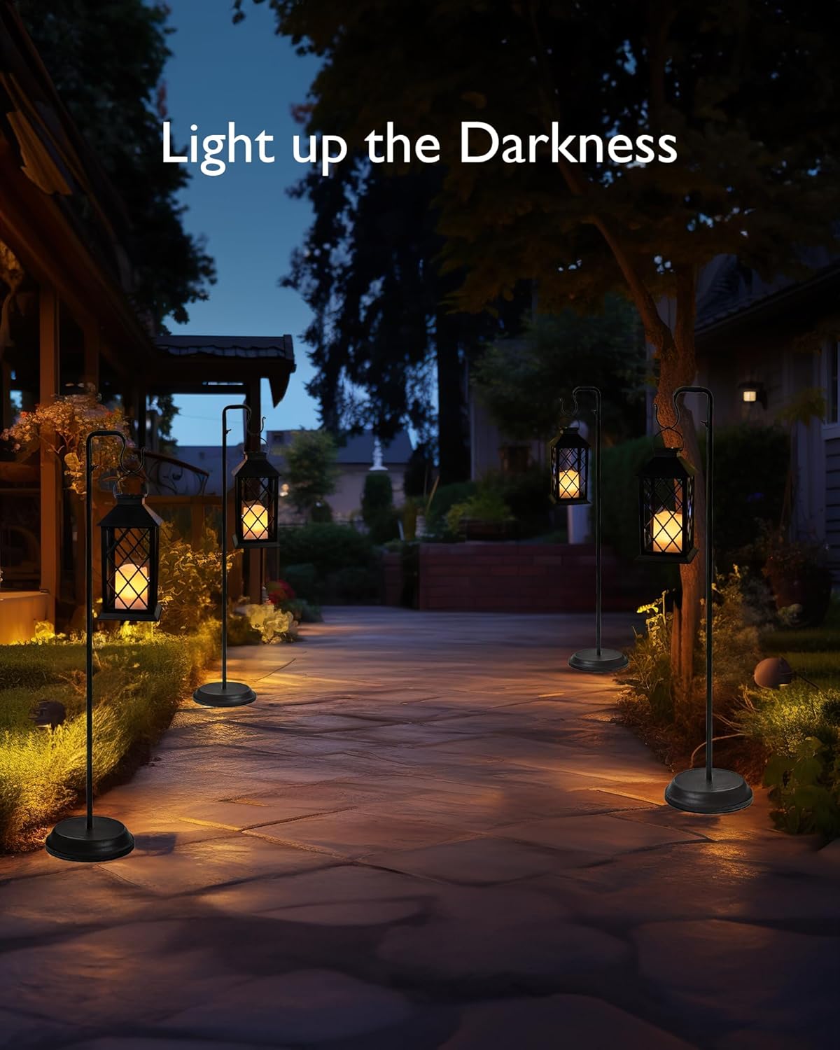 Homemory Solar Lanterns Outdoor Waterproof Hanging with Flickering Flameless Candles, 2 Pack 13'' Garden Outdoor Lantern Decorative for Patio Front Porch Backyard Balcony Cabin Outside(Antique Copper)