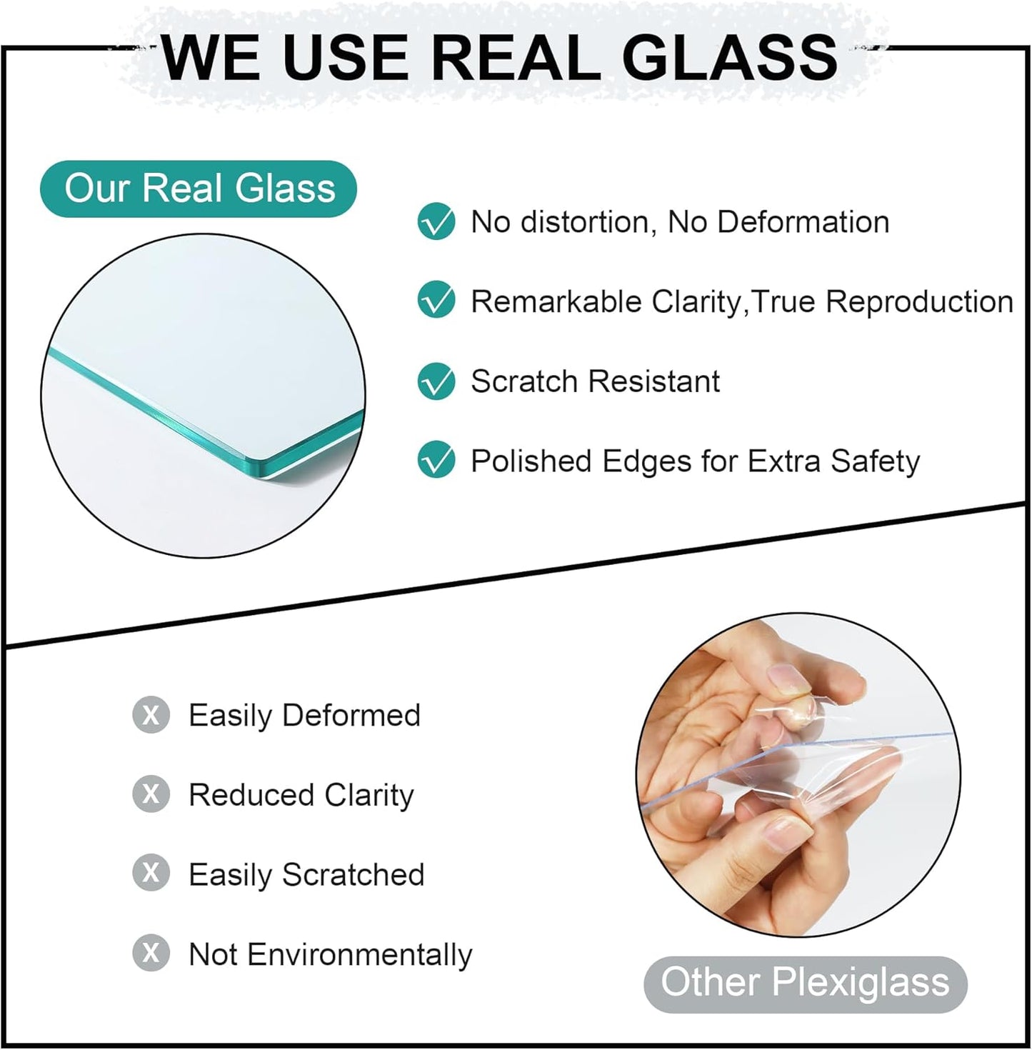 5x7 Picture Frame Set of 4, 5 x 7 Wood Photo Frames with Mat for 4x6, Wooden Frame with Real Glass Cover for Wall and Tabletop Display,Black