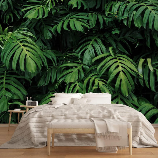Tropical Monstera Wallpaper Banana Leaf Wall Mural Wallpaper for Living Room Bedroom TV Background Wall Covering(Not Peel n' Stick)