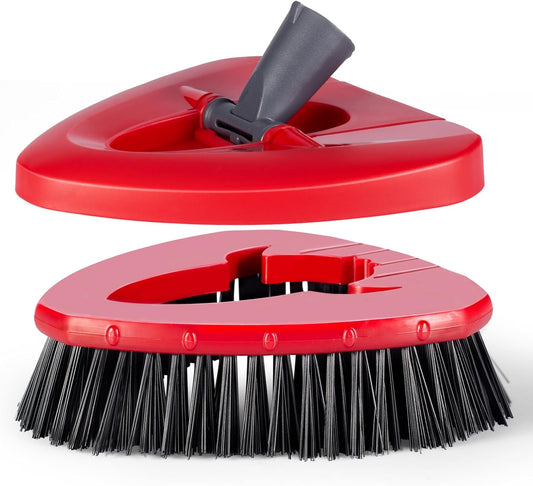 Scrub Brush with Refill Base, Spin Mop Head Scrubber Replacement Compatible with O Cedar EasyWring 1-Tank System, Hard Bristles Floor Scrubber, Tub & Tile Cleaning Brush for Bathroom, Kitchen, Patio