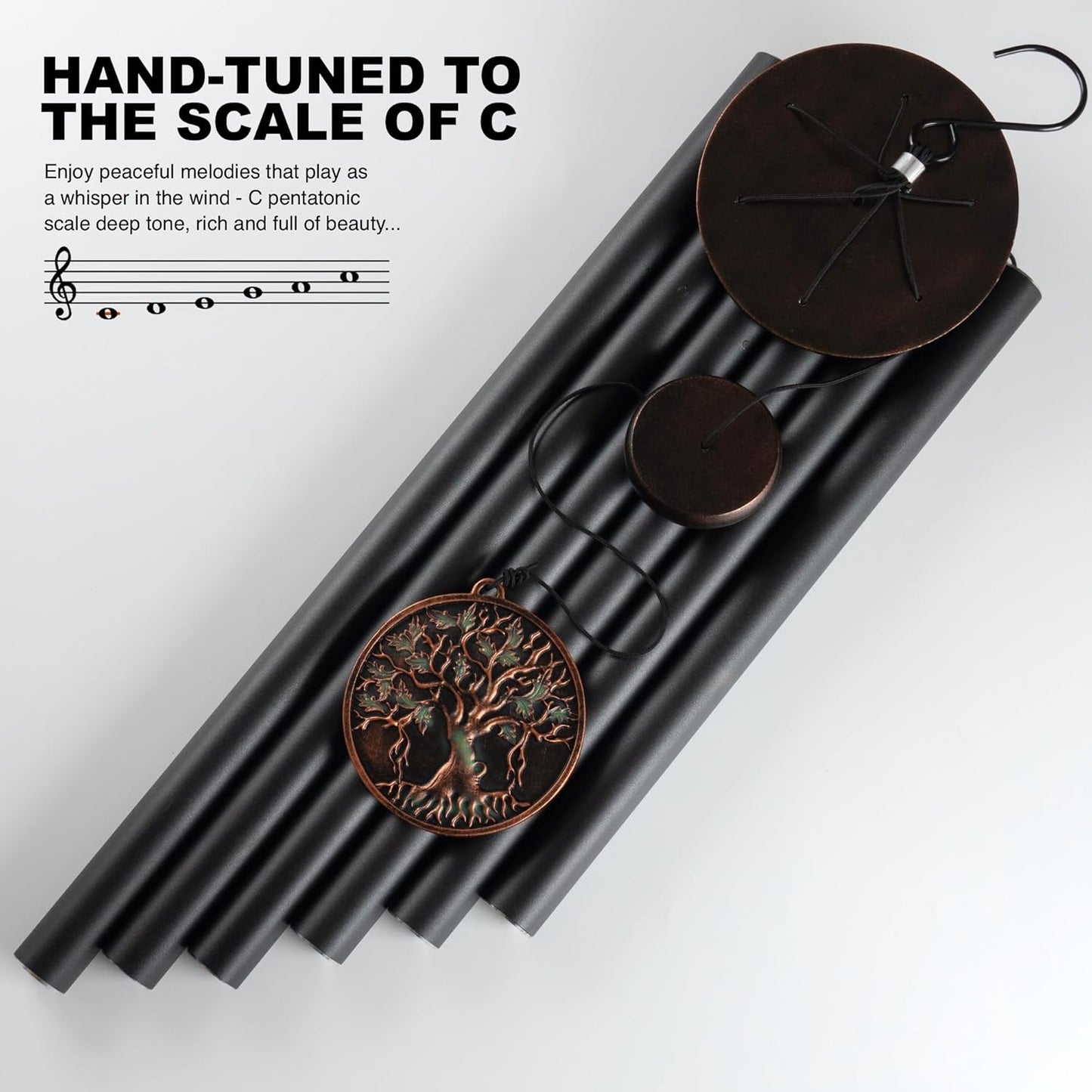 Vanquer Large Wind Chimes for Outside Deep Tone - 46'' Wind Chimes Outdoor Clearance, Memorial Windchimes, Sympathy Gift, Outdoor Décor, Patio, Home Décor, Vintage Black (46" Tree of Life)