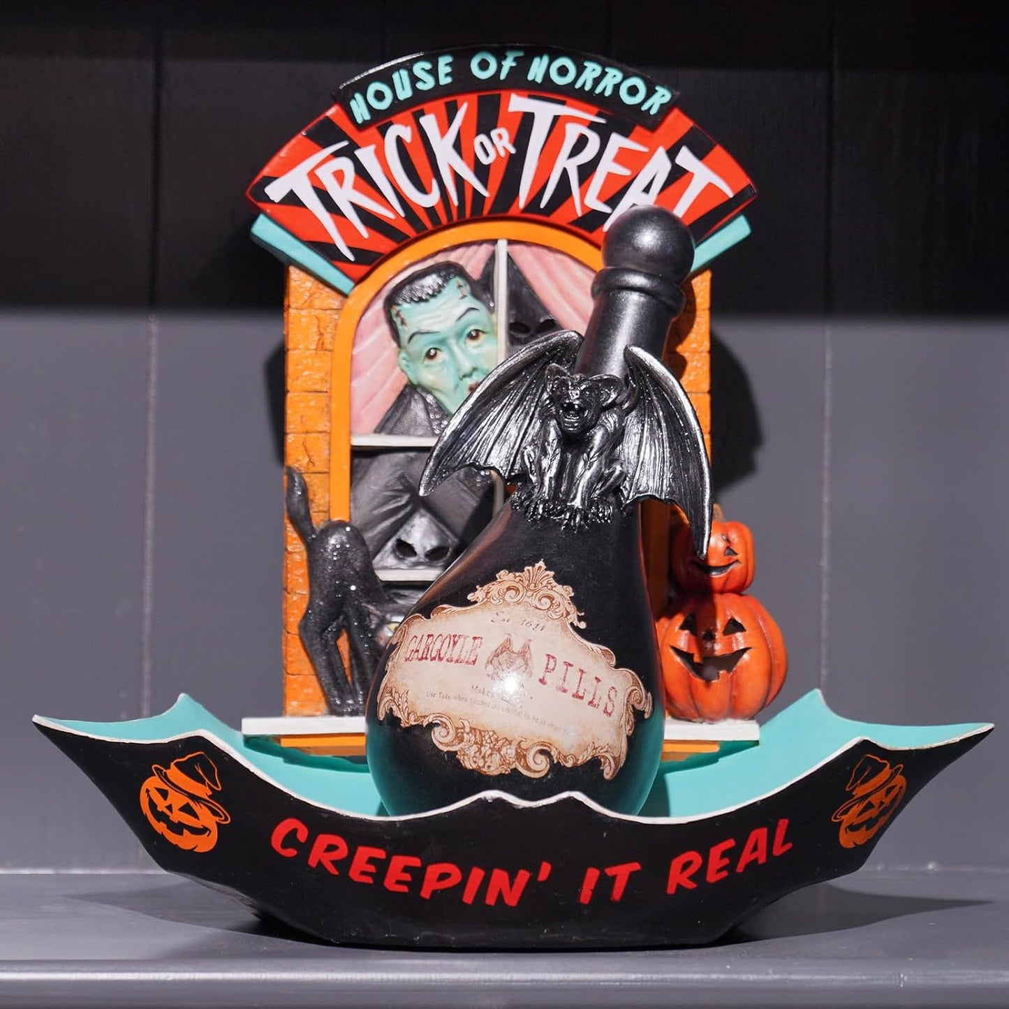 Braxio Gothic Home Decor Potion Bottles - Resin Black Gargoyles Halloween Potion Bottles Room Decor Aesthetic Gift for Women Halloween Prop Accessory Display Bottles 4.25 * 4.25 * 9.5 Inch