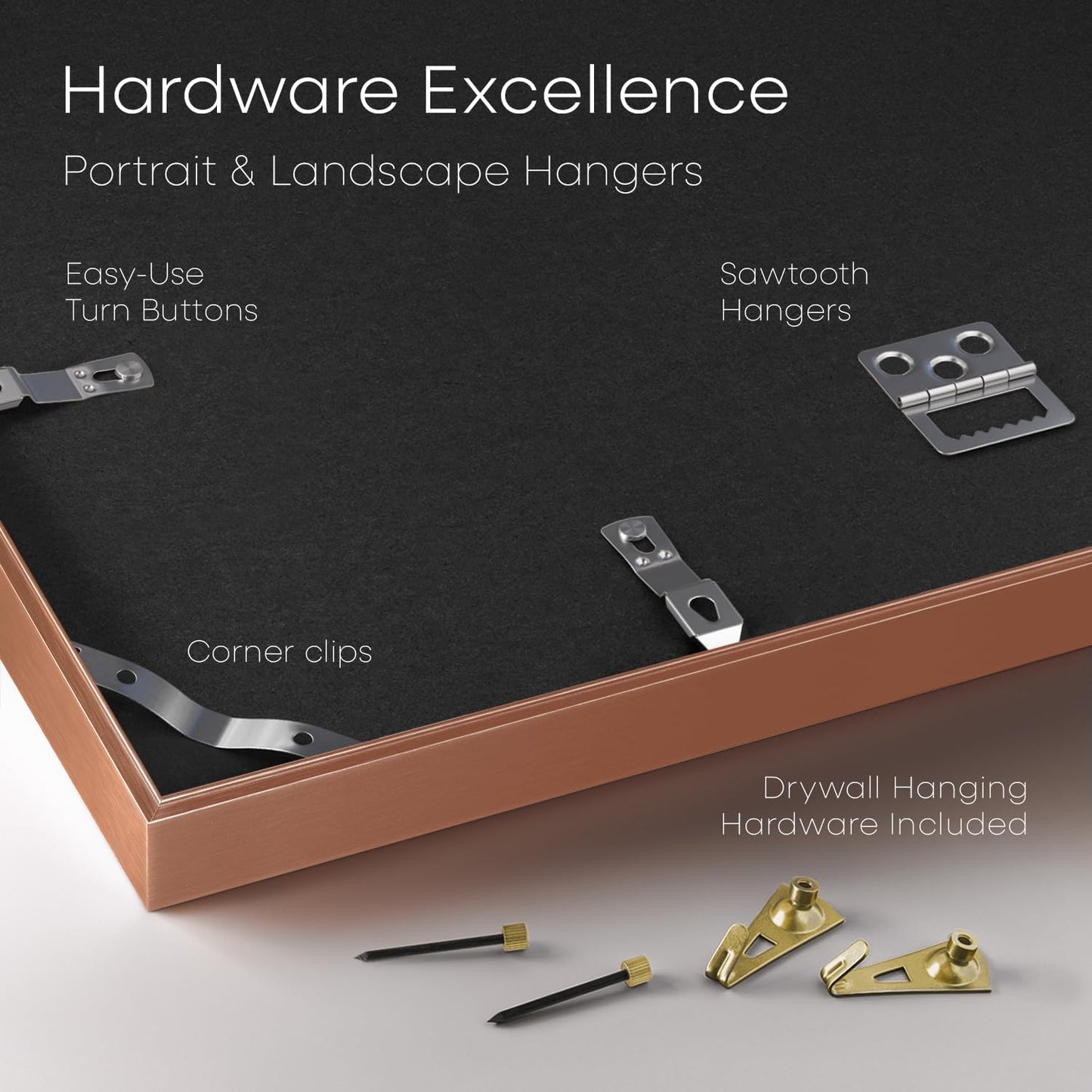 Homeforia Rose Gold 4x6 Picture Frame, High End Metal 4 x 6 Frames with Mat 3 x 5 for Print, 4by6 Desk Frame Matted to 3x5 inch Photo, 4 by 6 Wall or Tabletop Frame, Tempered Glass, Wall Kit, Set of 1