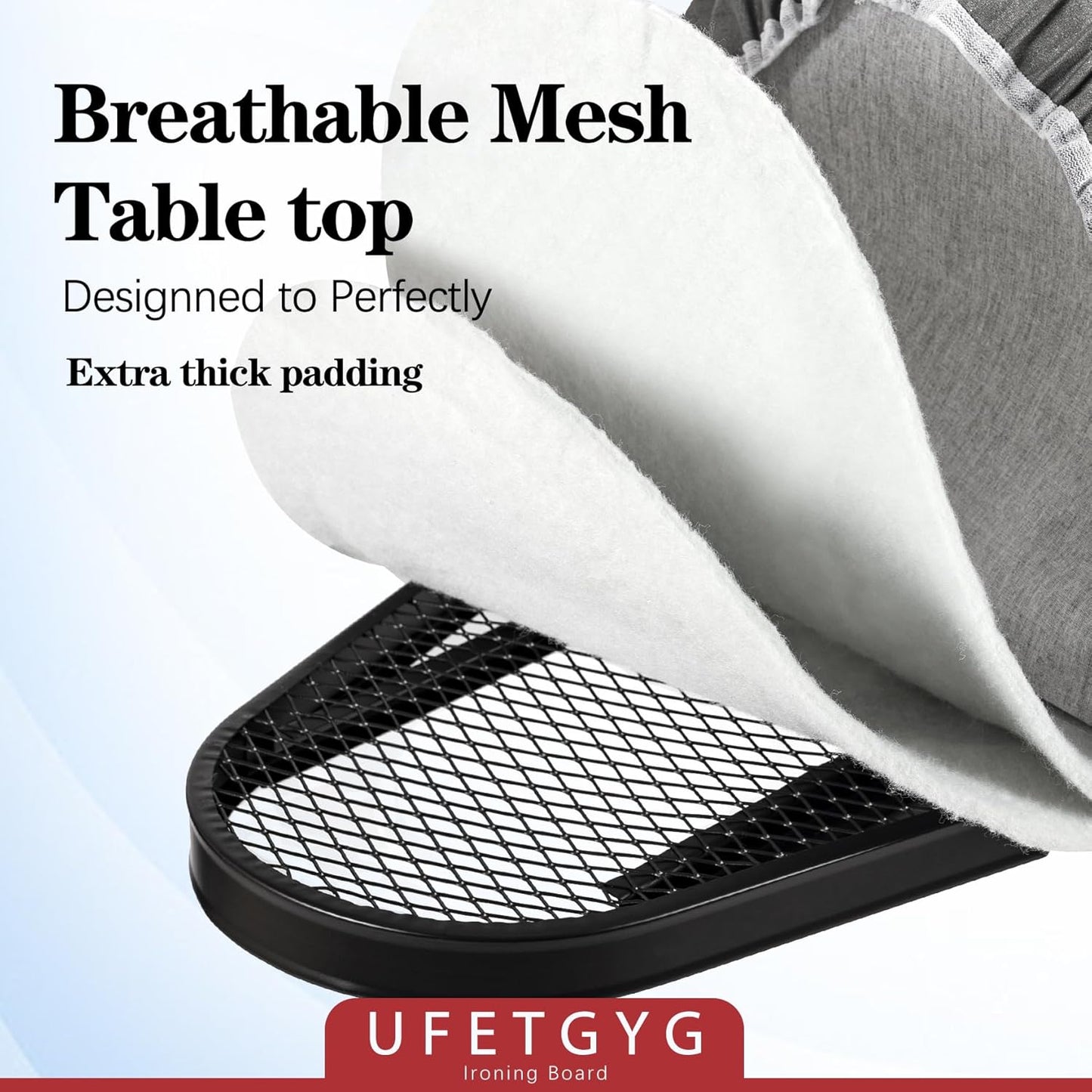 Ironing Board,13" X 43" W/with Iron Rest | Full Metal Construction| Height Adjustable | Heat & Scorch Resistant Fabric | Heavy Duty| Easy to Fold | Anti-Skid Feet |Grey