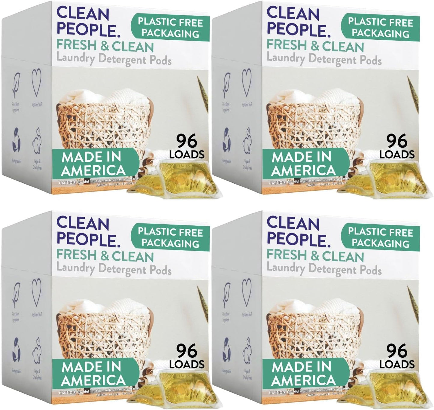 Clean People Laundry Detergent Pods - Recyclable Packaging, Hypoallergenic, Stain Fighting - Ultra Concentrated, Laundry Soap (384 Count, Fresh Scent)