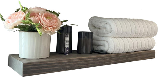 joelsantiques - 30 Inch Wooden Floating Shelves for Wall - 30x6x2 in - Made of Natural Wood - Long Heavy Duty Rustic Wall Shelves for Bedroom - Perfect for Living Room, Kitchen - Gray, Grey