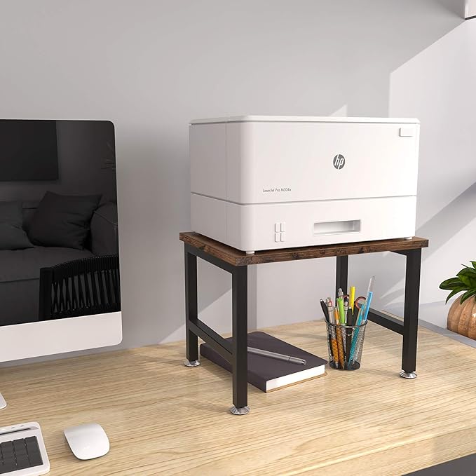 OROPY Vintage Printer Stand Holder - Multi-Purpose Desktop Shelf Storage Organizer for Printers, Fax Machine, Scanner, Office Supplies with Adjustable Anti-Skid Feet