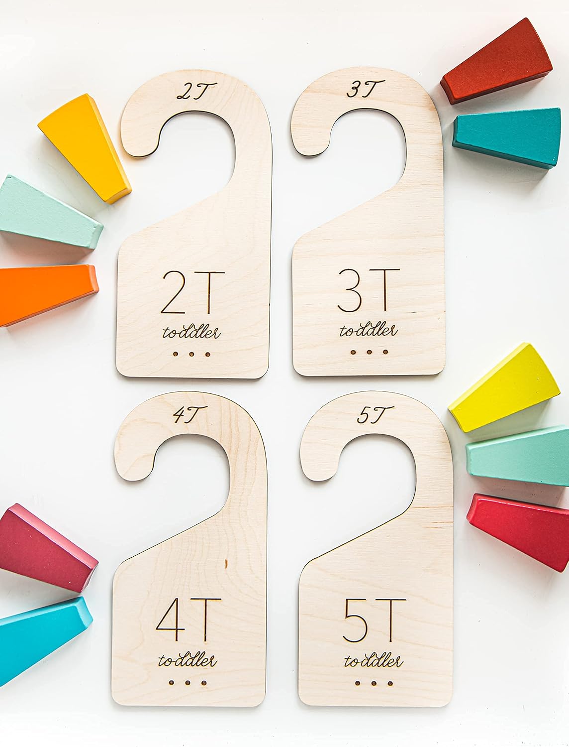 Loft Toddler Closet Dividers Durable Birch Kids Closet Organizer Timeless Etched Design for 2T-5T (Set of 4)