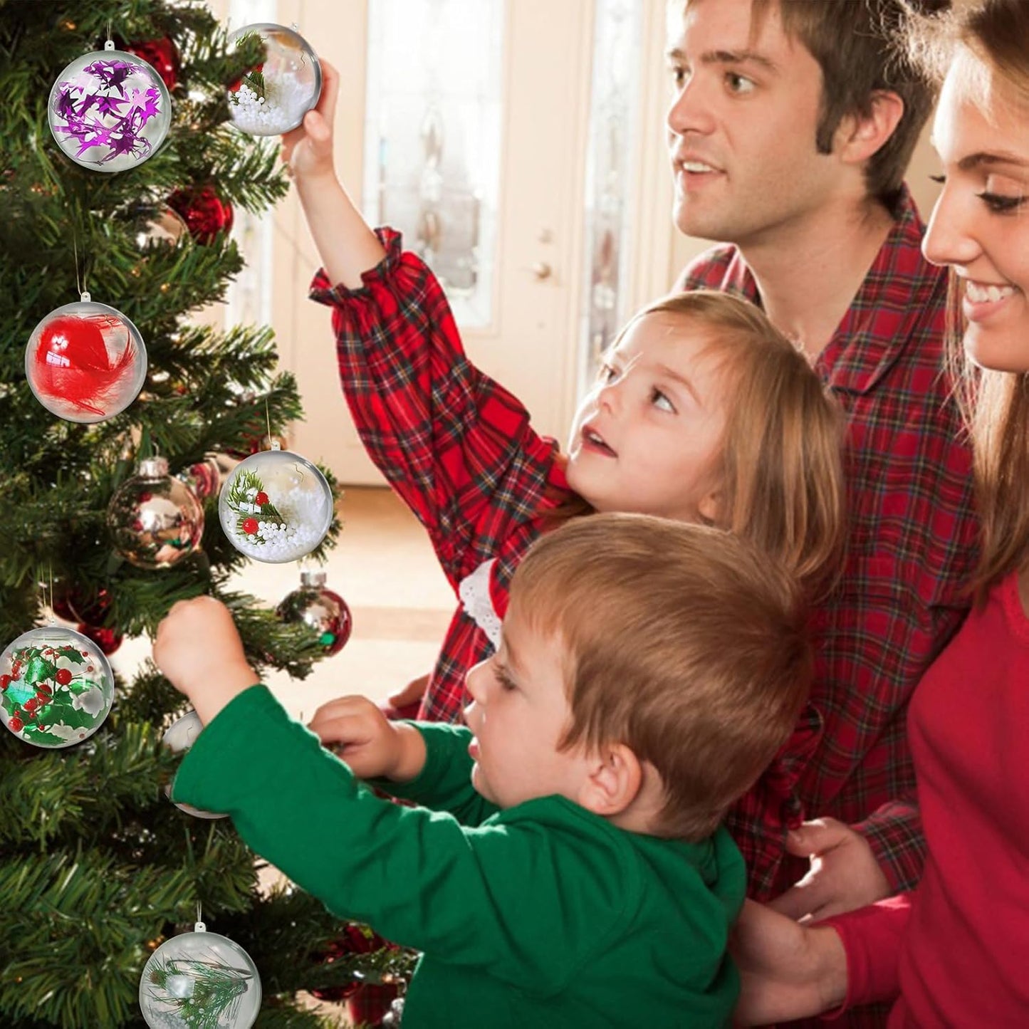 20PCS Christmas Ornaments,5CM Clear Plastic Ornaments Balls,Clear Christmas Ornament for Crafts,Acrylic Fillable Xmas Tree Ornament Balls for DIY,Wedding,Parclearty and Valentine's Day (S-5CM)