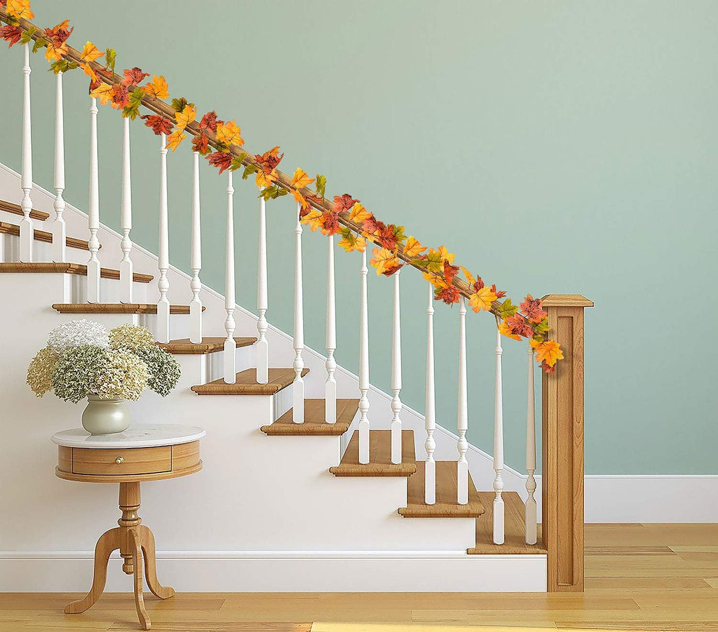 Lvydec 2 Pack Maple Leaves Fall Garland Clearance - 6ft/Strand Artificial Fall Foliage Garland Colorful Autumn Decoration for Home Wedding Party Thanksgiving