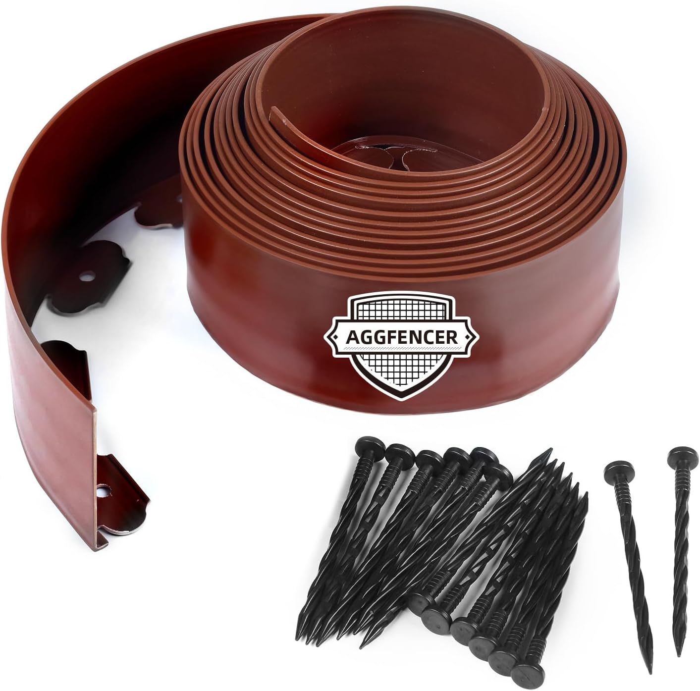 4 in x 25 Ft Garden Landscape Edging, No Dig Garden Edging Border Kit with 46 Pcs Spikes for Flower Bed Lawn Yard Grass Brown