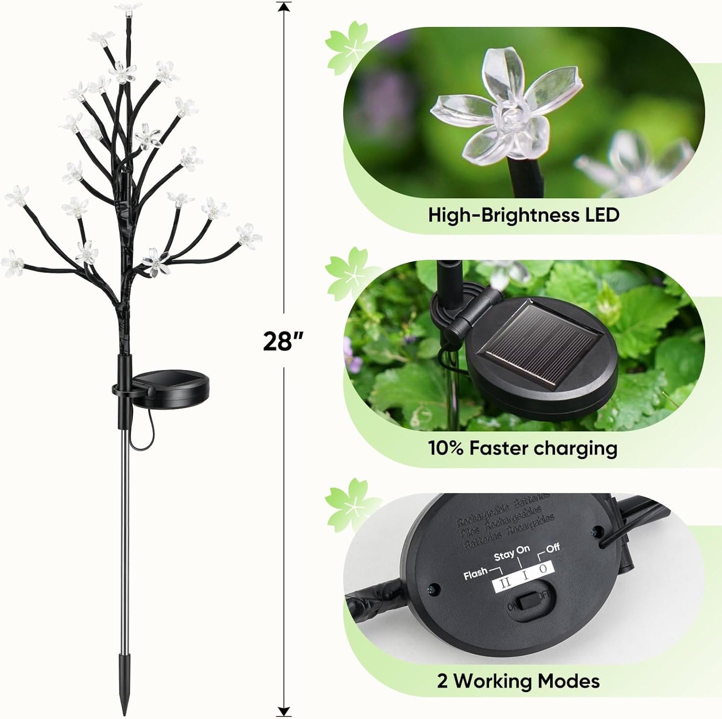 Solar Garden Lights Outdoor,Waterproof Outdoor Solar Lights for Outside Decorative 8Pack, 160Led Solar Flowers Garden Decor, for Yard Pathway,Lawn,Patio Fairy Decorations Gardening Gifts