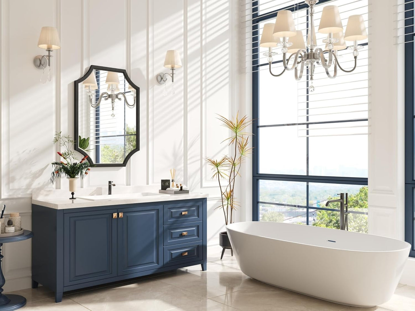 Kelly Miller 20"x28" Scalloped Black Bathroom Mirror for Wall Mount, Home Mirror