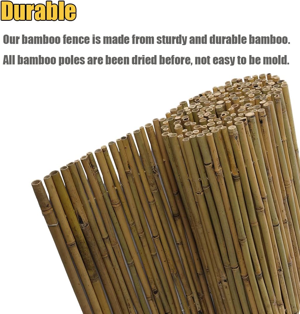 4Ft High x 8 Ft Long x 0.7In D Bamboo Fencing, Natural Bamboo Fence Rolls, Eco-Friendly Privacy Fencing for Outdoor Balcony Patio Garden Border Pool