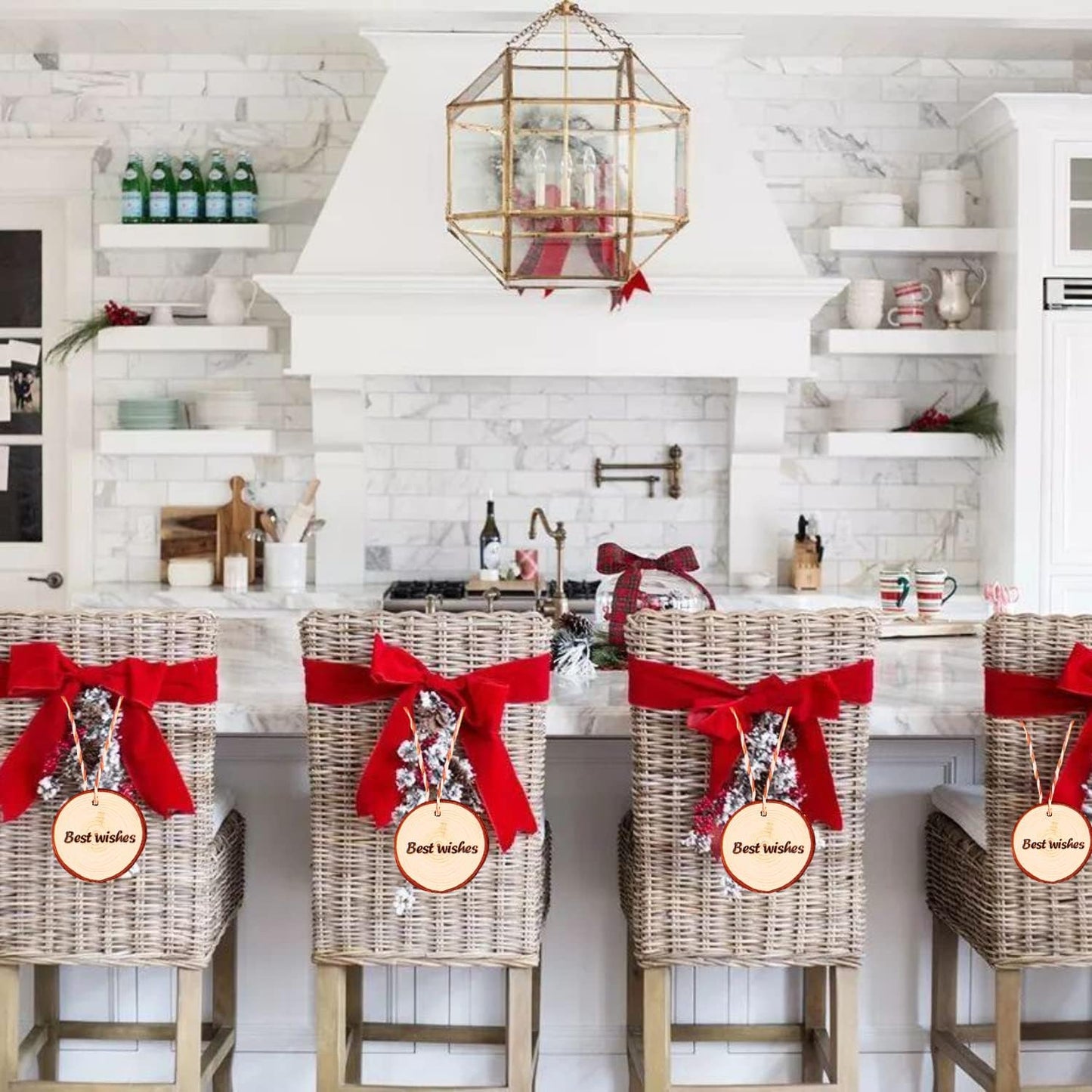 Wood Slices TICIOSH Craft Unfinished Wood kit Predrilled with Hole Wooden Circles for Arts Wood Slices Christmas Ornaments DIY Crafts 30 Pcs 3.5-4.0 inches