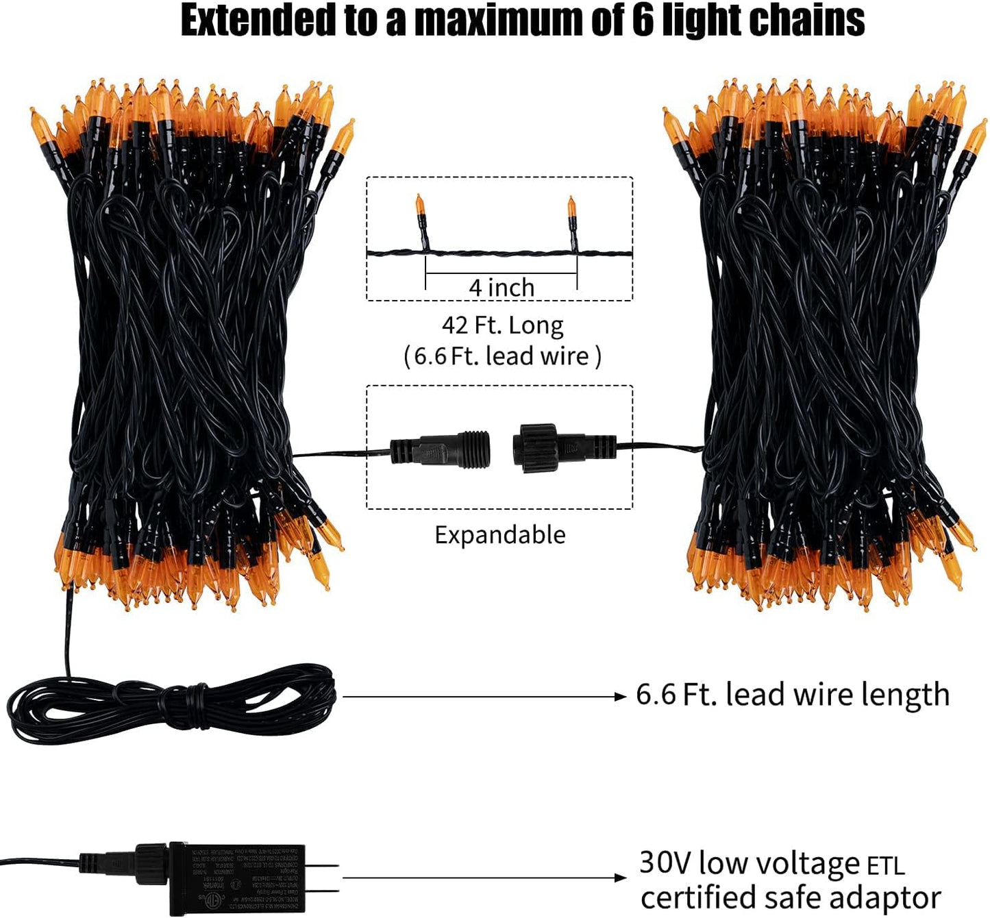 Minetom Halloween String Lights Outdoor, 39Feet 100 LED Waterproof Christmas Lights with 8 Lighting Modes for Halloween Garden Party Christmas Xmas Tree Lights Decor, Orange