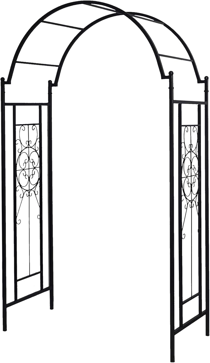 OUTOUR Garden Arch Arbor Arbour Trellis Archway for Climbing Plants Roses Vines Support Rack, Outdoor Garden Lawn Backyard Patio, Matte Black