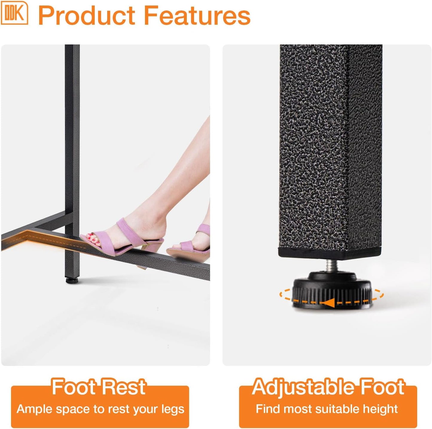 ODK 55 Inch Outdoor Bar Table, Patio Counter Bar Height Table with Weather Resistant Waterproof Top for Garden, Hot Tub, Yard, Balcony, Poolside, Indoor (Black)