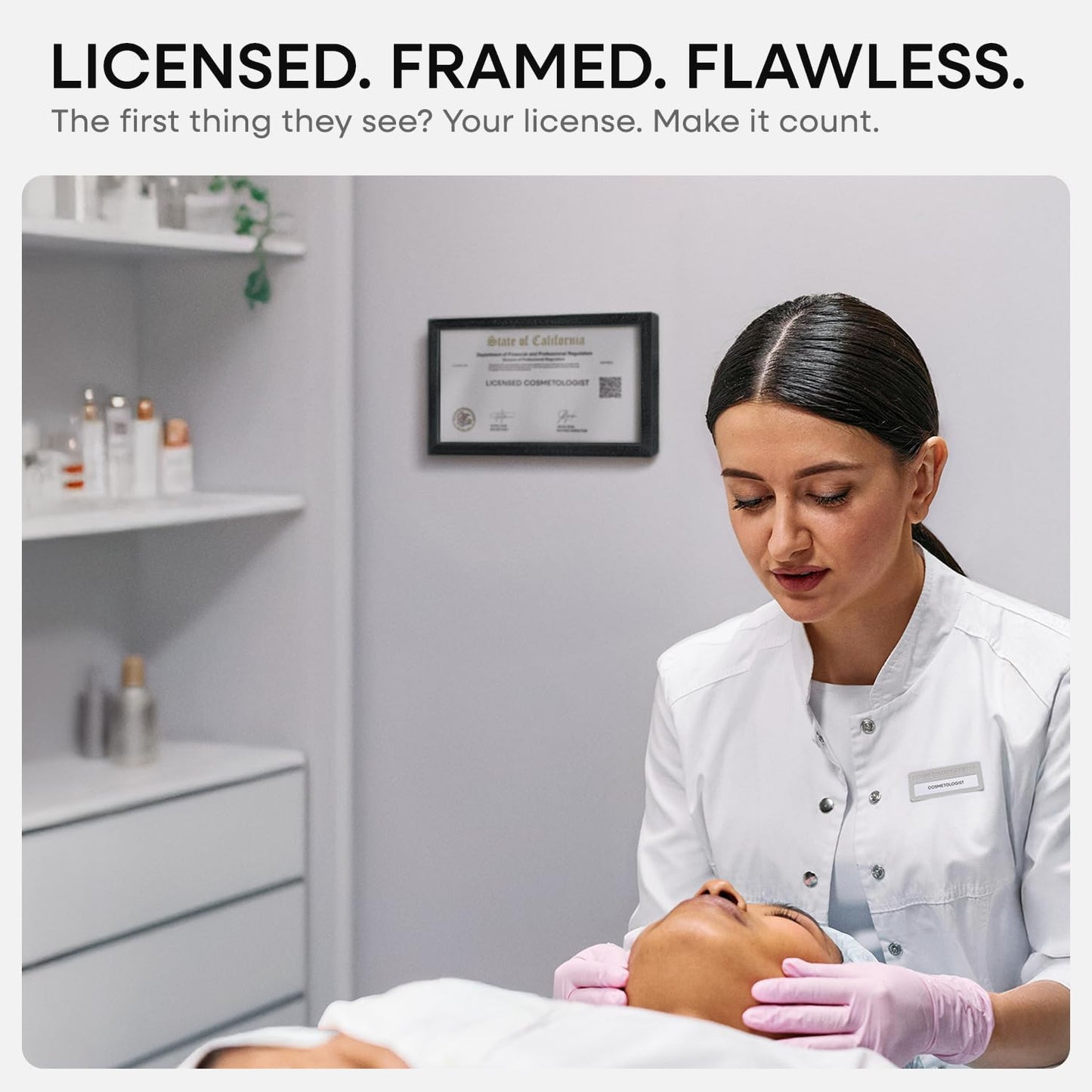 Homeforia 5x10 Business License Frame Black, High End Oak 5 x 10 Black Wood Document Certificate Frame with Mat 4x9, 10x5 Wooden Picture Frames for Wall or Tabletop, Tempered Glass, Wall Kit, Set of 1