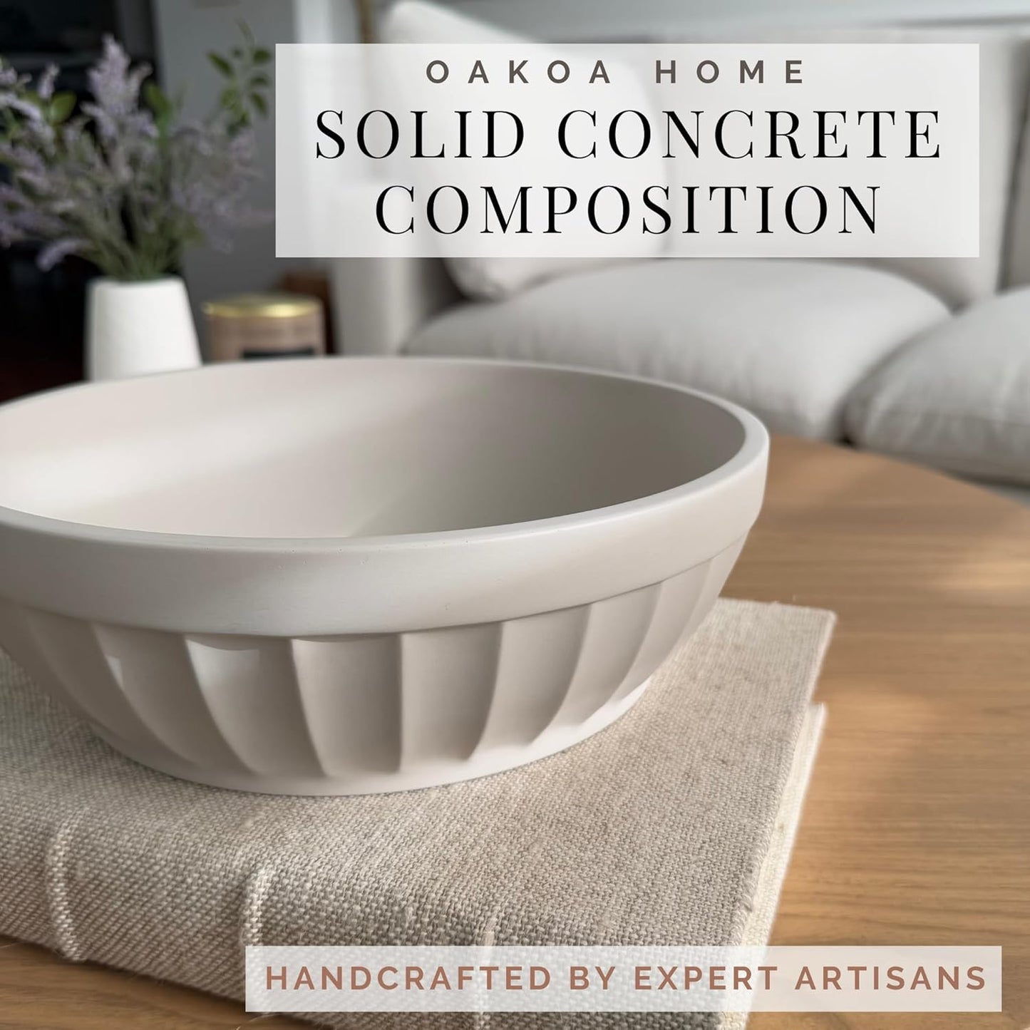 OAKOA Decorative Fruit Bowl for Kitchen Counter - Large Decorative Bowl for Home Decor - Concrete Decor Bowl for Keys Entryway Table - Modern Centerpiece Coffee Table Bowl