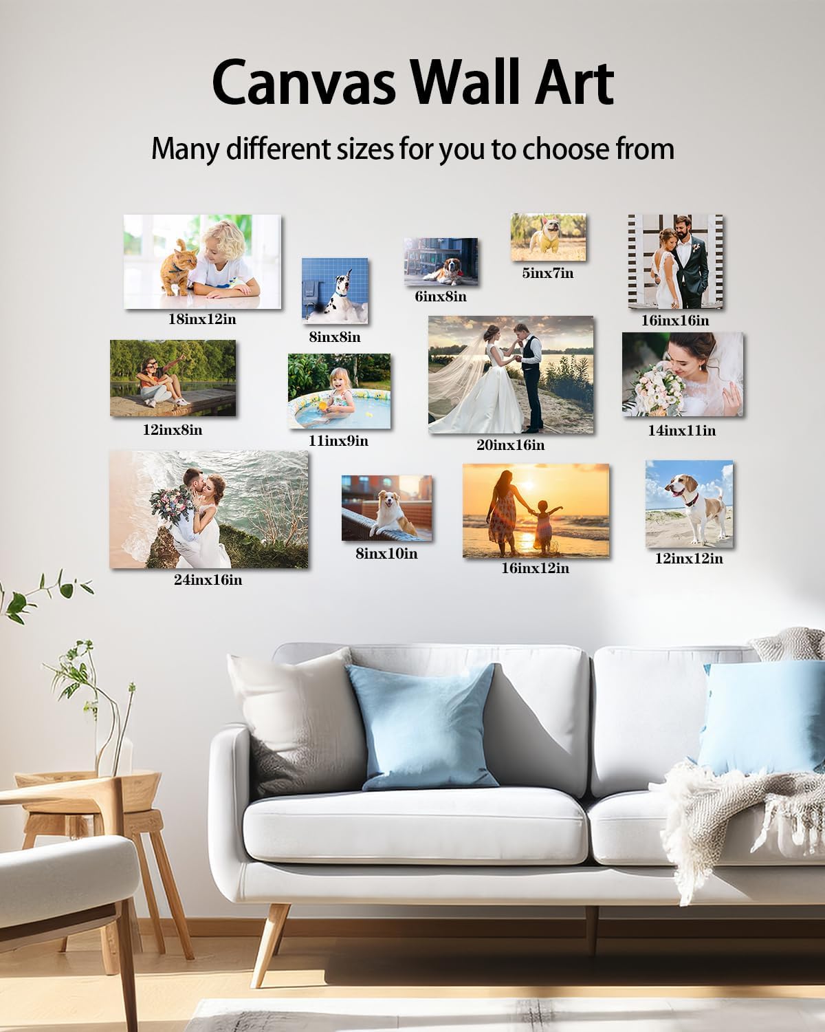 AbcCustomize Custom Canvas Wall Art with Your Photos, Custom Canvas Wall Art for Bedroom, Living Room, Farmhouse Decor, Personalized Gifts