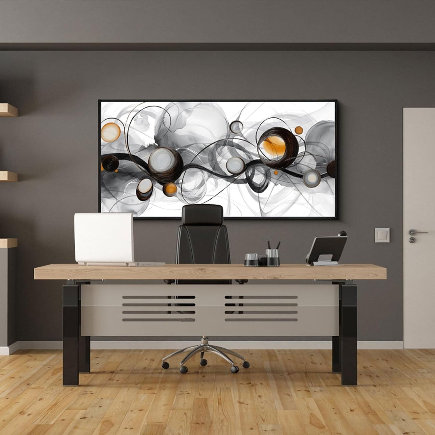 XLSJERST Large Size Frame Wall Art for Living Room - Abstract Artwork Minimalist Painting Modern Black and White Canvas Picture Boho Gray Wall Art